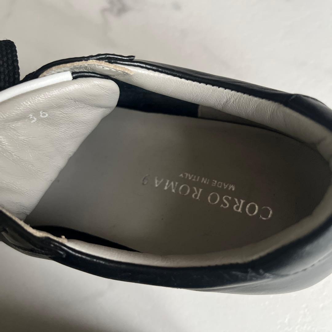 CORSA ROMA 9 ブラックレザースニーカー　36