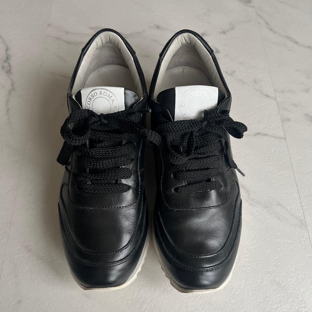 CORSA ROMA 9 ブラックレザースニーカー　36