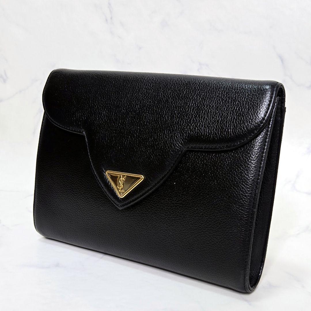 ✨美品✨イヴサンローラン YSL クラッチバッグ レザー 金具 三角プレート