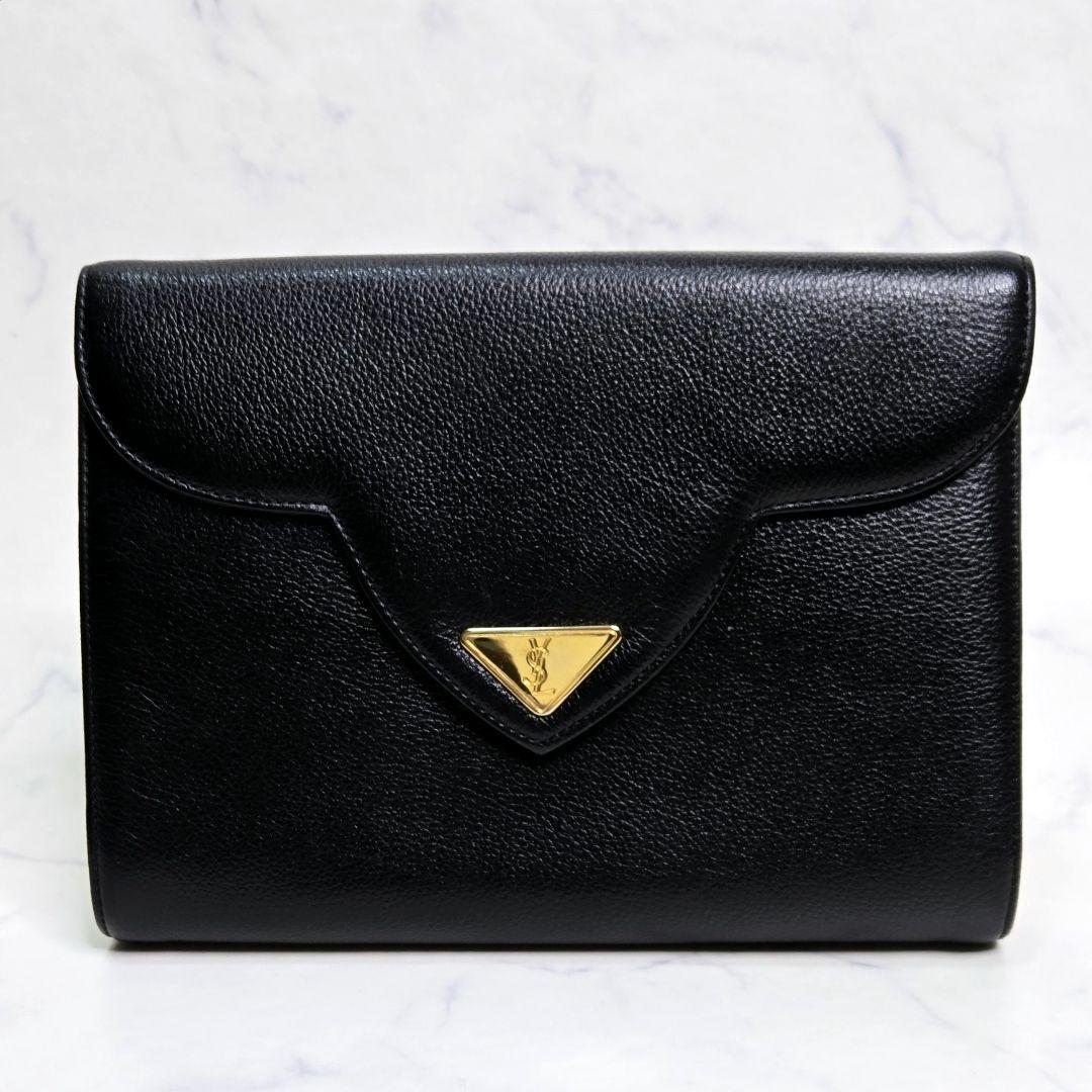 ✨美品✨イヴサンローラン YSL クラッチバッグ レザー 金具 三角プレート
