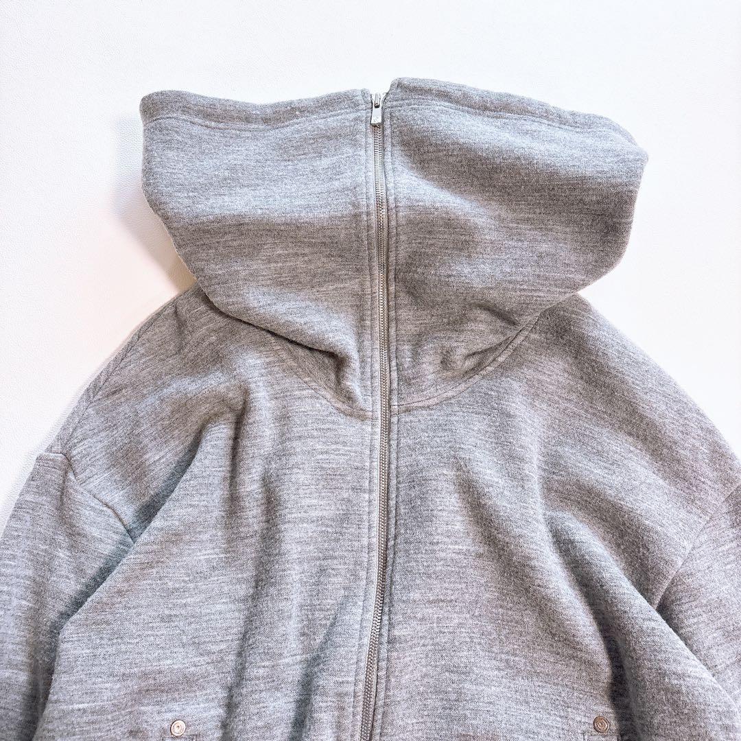 美品ダブルスタンダードクロージング　ウールダンボールパーカー　起毛　グレー　38