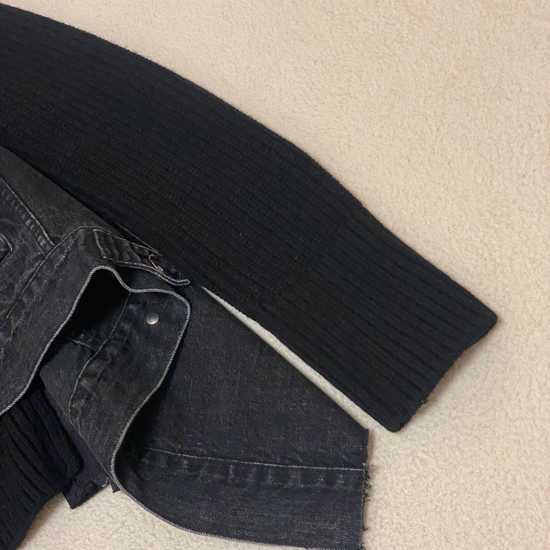 希少✨sacai デニムジャケット ブルゾン ニット 異素材ドッキング 変形