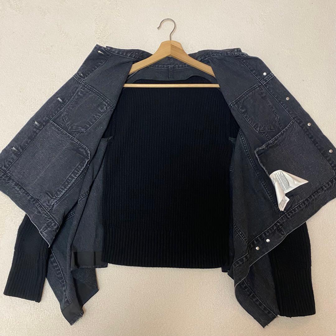 希少✨sacai デニムジャケット ブルゾン ニット 異素材ドッキング 変形