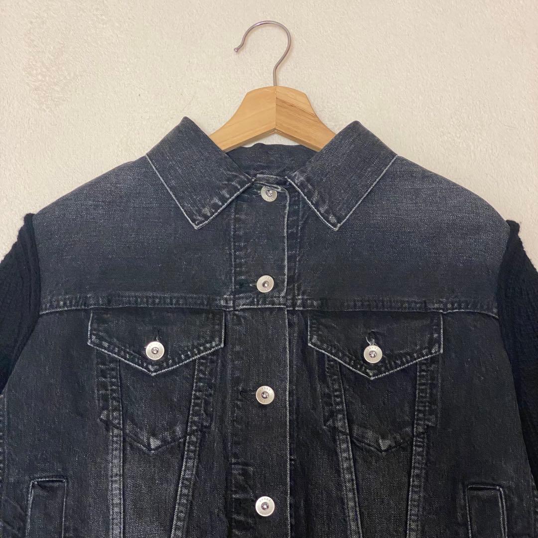 希少✨sacai デニムジャケット ブルゾン ニット 異素材ドッキング 変形