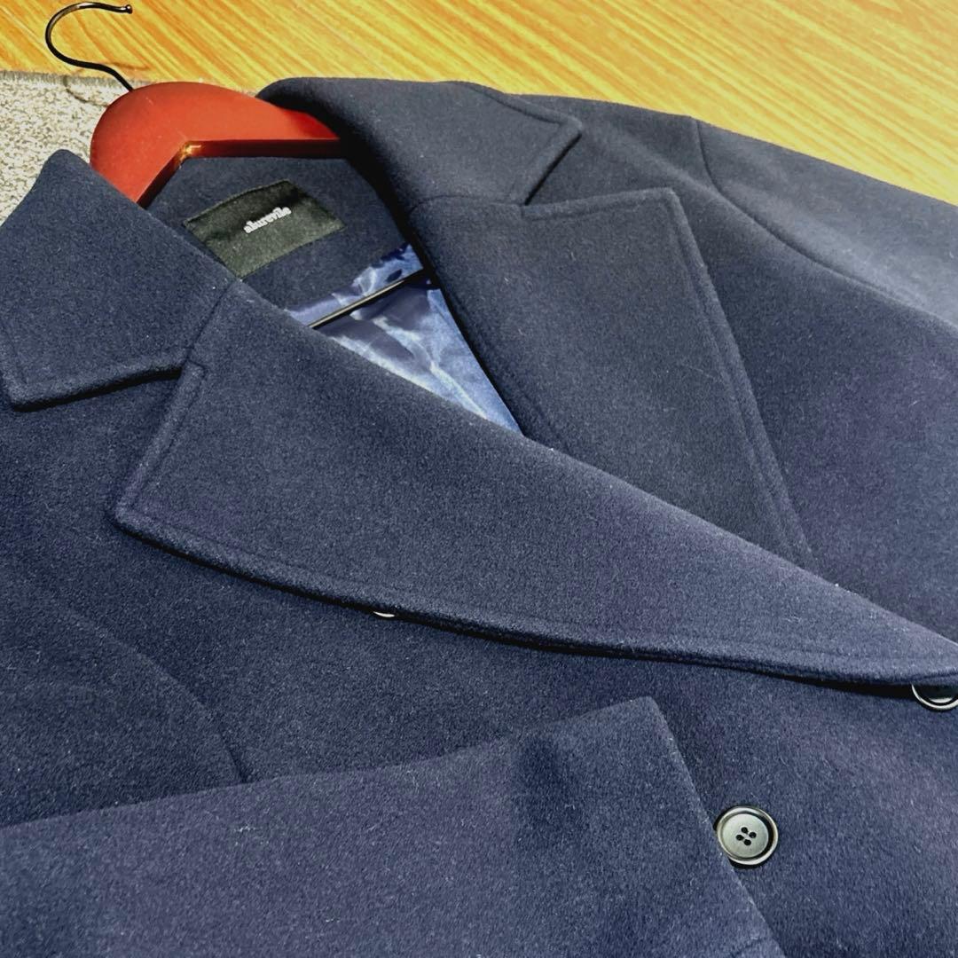 超美品✳︎アルアバイル マンテコ二重織ダブルブレストコート ネイビー1✳︎チェスター