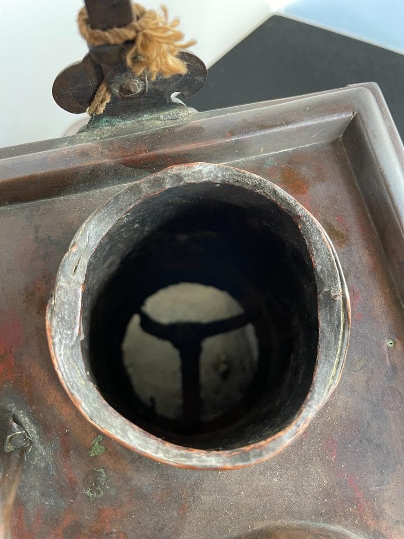 時代物 銅製 籐巻提手 酒燗器 燗銅壷 野燗炉 銅壺 薬燗壷 急須 骨董 古美術