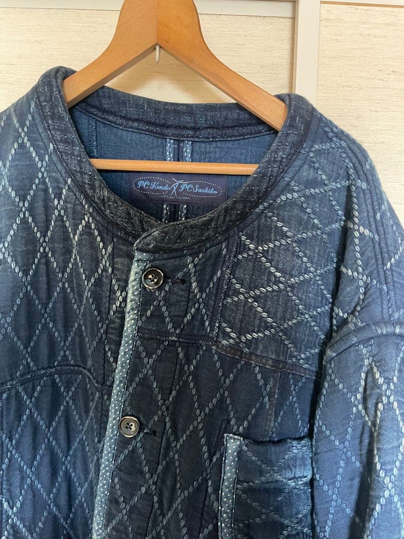 ジャケット・アウター KENDO DIAMOND PATTERN NO-COLLAR JACKET