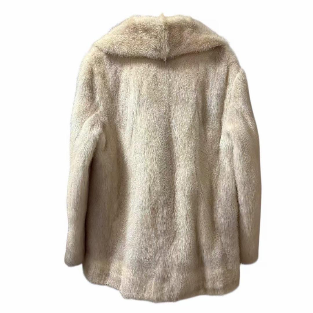 美品　バイオレットミンク　デザイン　高級毛皮　ミンクコート　柔らか　クリーム系