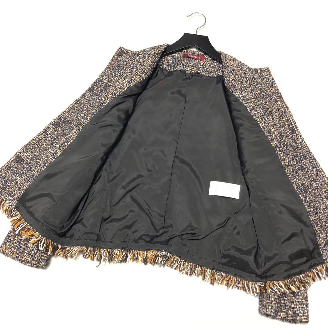 新品未使用　マックスマーラ　ノーカラージャケット　ツイード　赤タグ　大きいサイズ