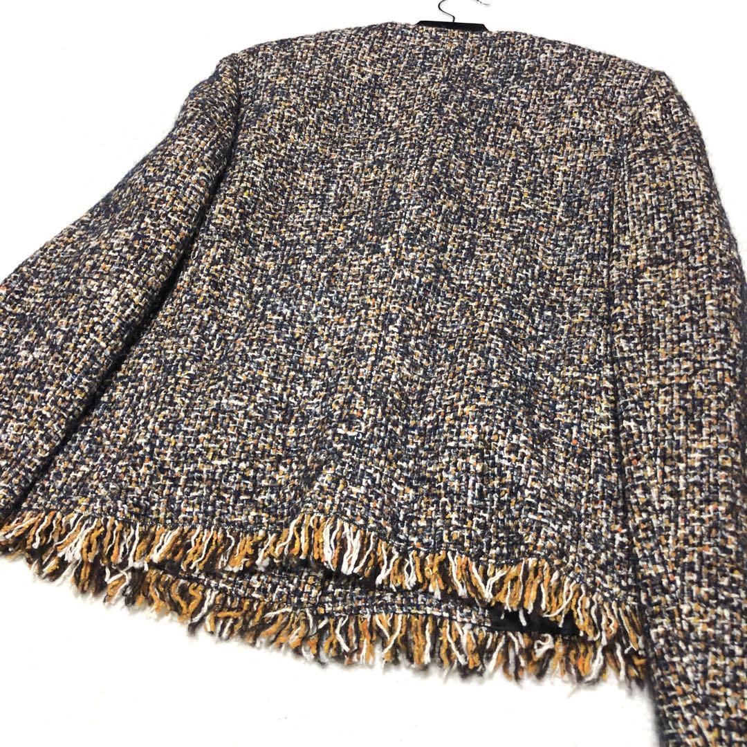 新品未使用　マックスマーラ　ノーカラージャケット　ツイード　赤タグ　大きいサイズ