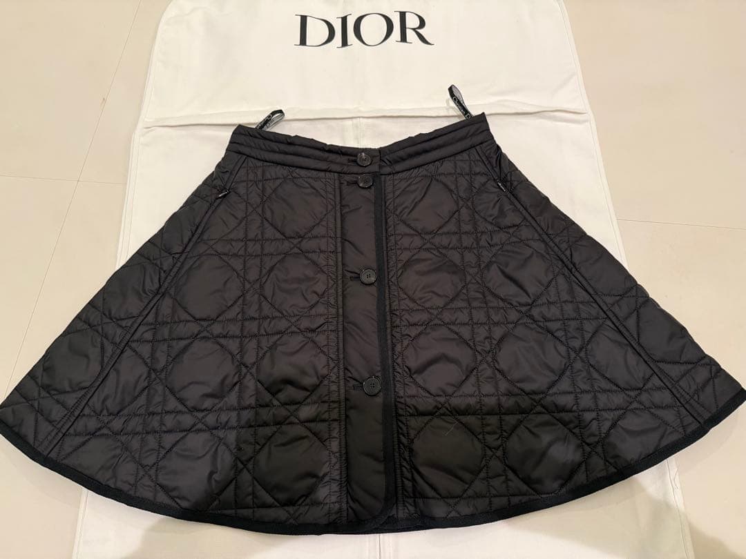 クリスチャンディオールマクロカナージュ キルティングテクニカルタフタスカート38