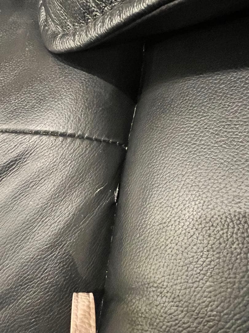 交渉可:ニトリ　本革カウチソファー黒　3人掛け左コーナー　ロゾ4クッション2個