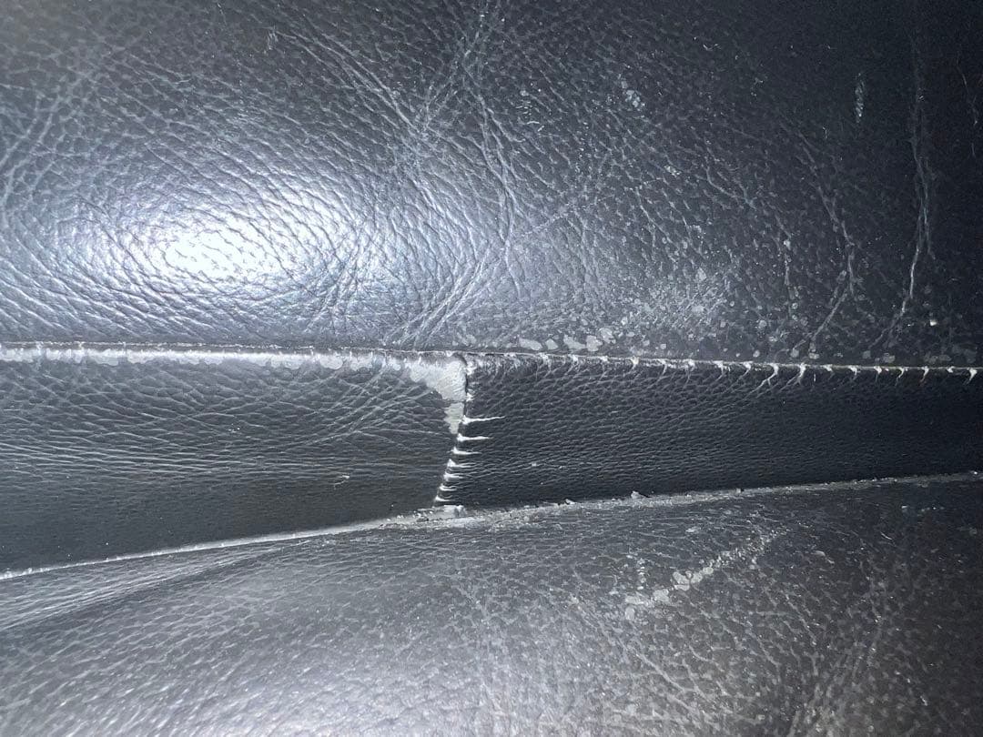 交渉可:ニトリ　本革カウチソファー黒　3人掛け左コーナー　ロゾ4クッション2個