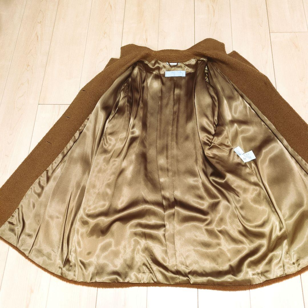 Max Maraモヘア・アルパカ混キャメルカラーコート銀タグキモノスリーブ