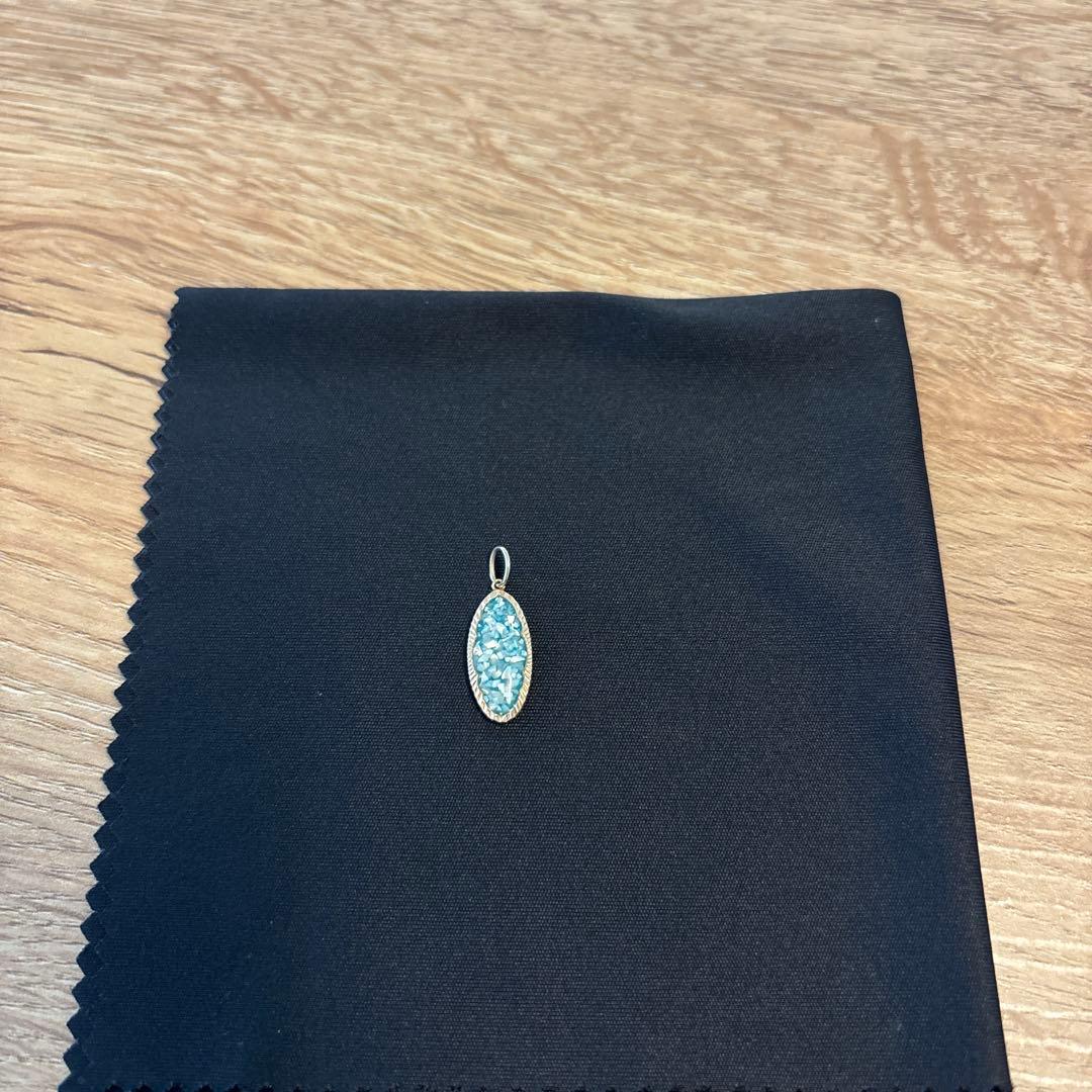 agete ターコイズ　リバーシブル　ネックレスチャーム　K10