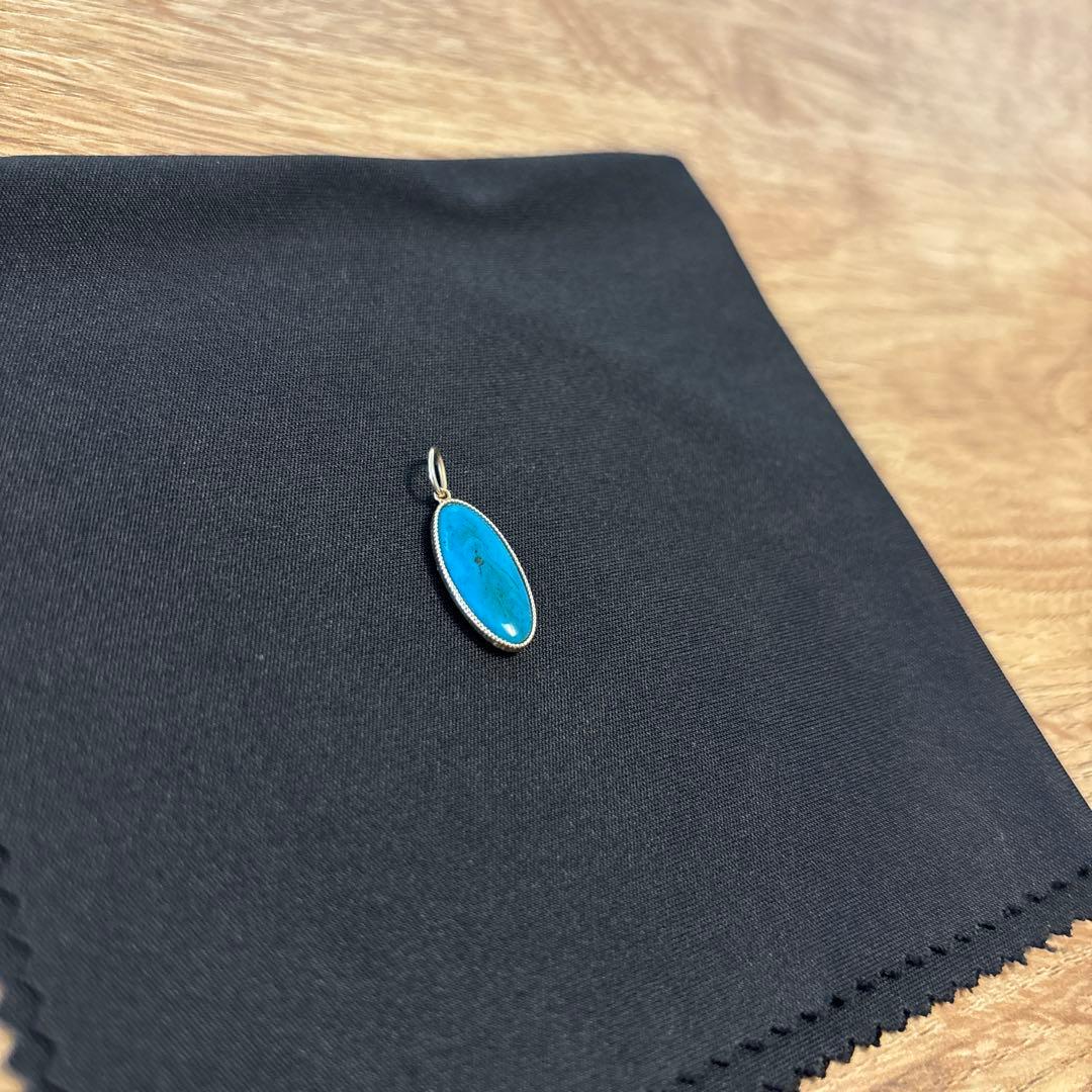 agete ターコイズ　リバーシブル　ネックレスチャーム　K10