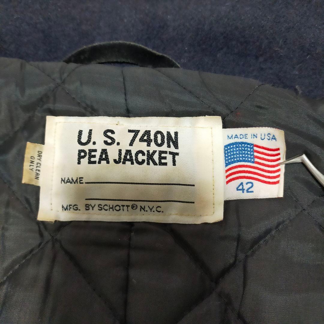 USA製　SCHOTT　U.S.740N　42サイズ　ネイビーグレー　ピーコート