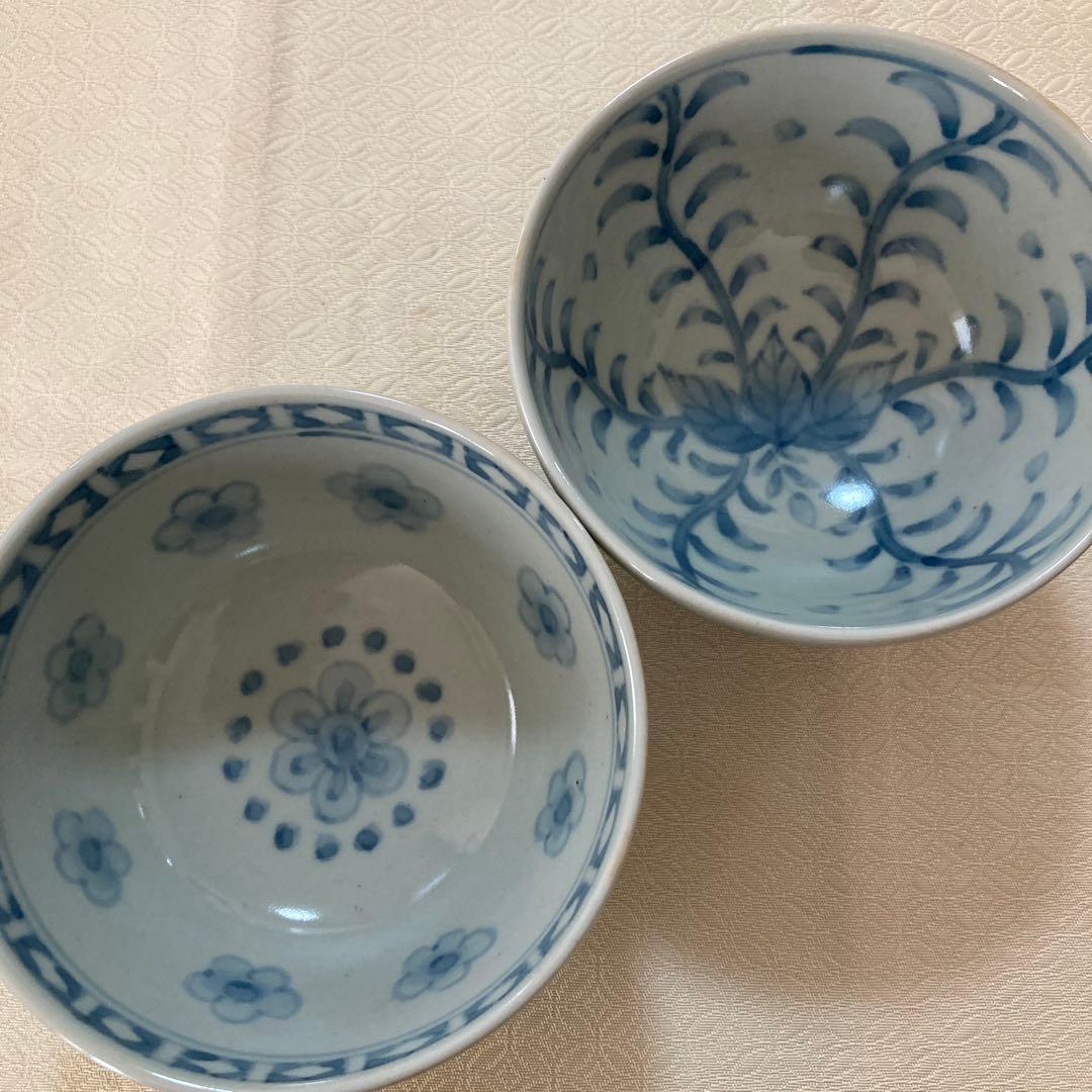 五代　佐藤走波　染錦　絵変わり　飯碗揃