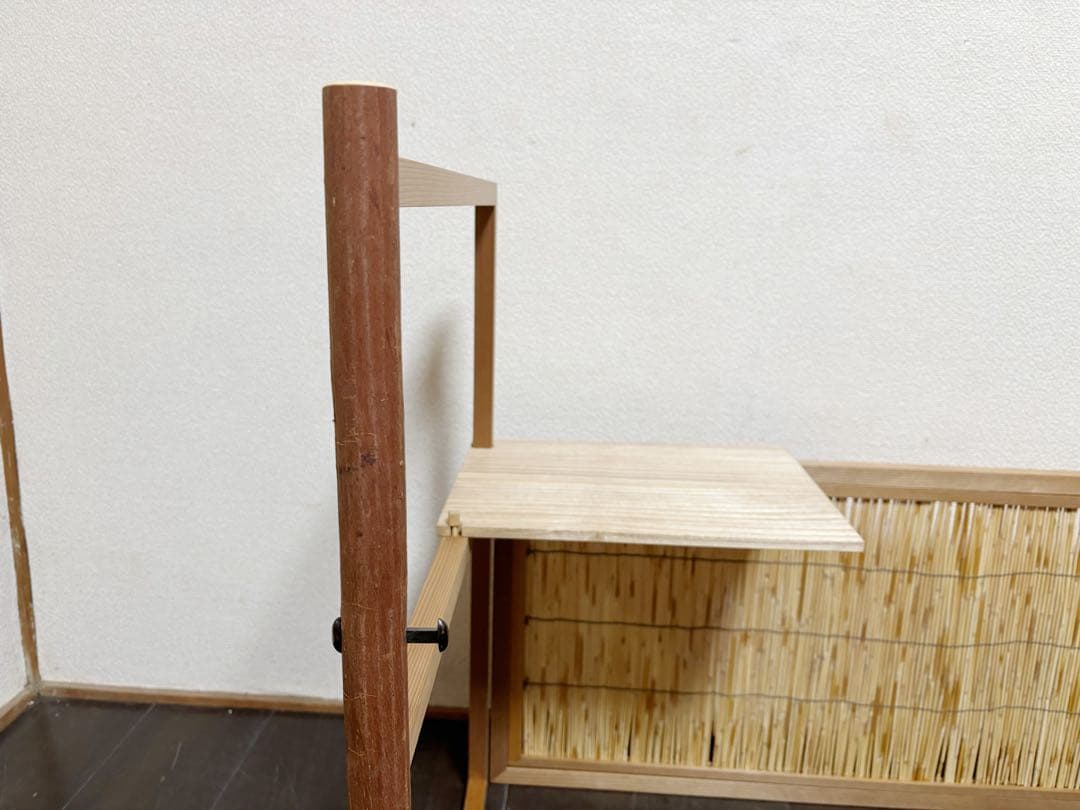 ほぼ未使用 茶道具 台目棚 有楽好写 (自在棚) 組み立式 元箱