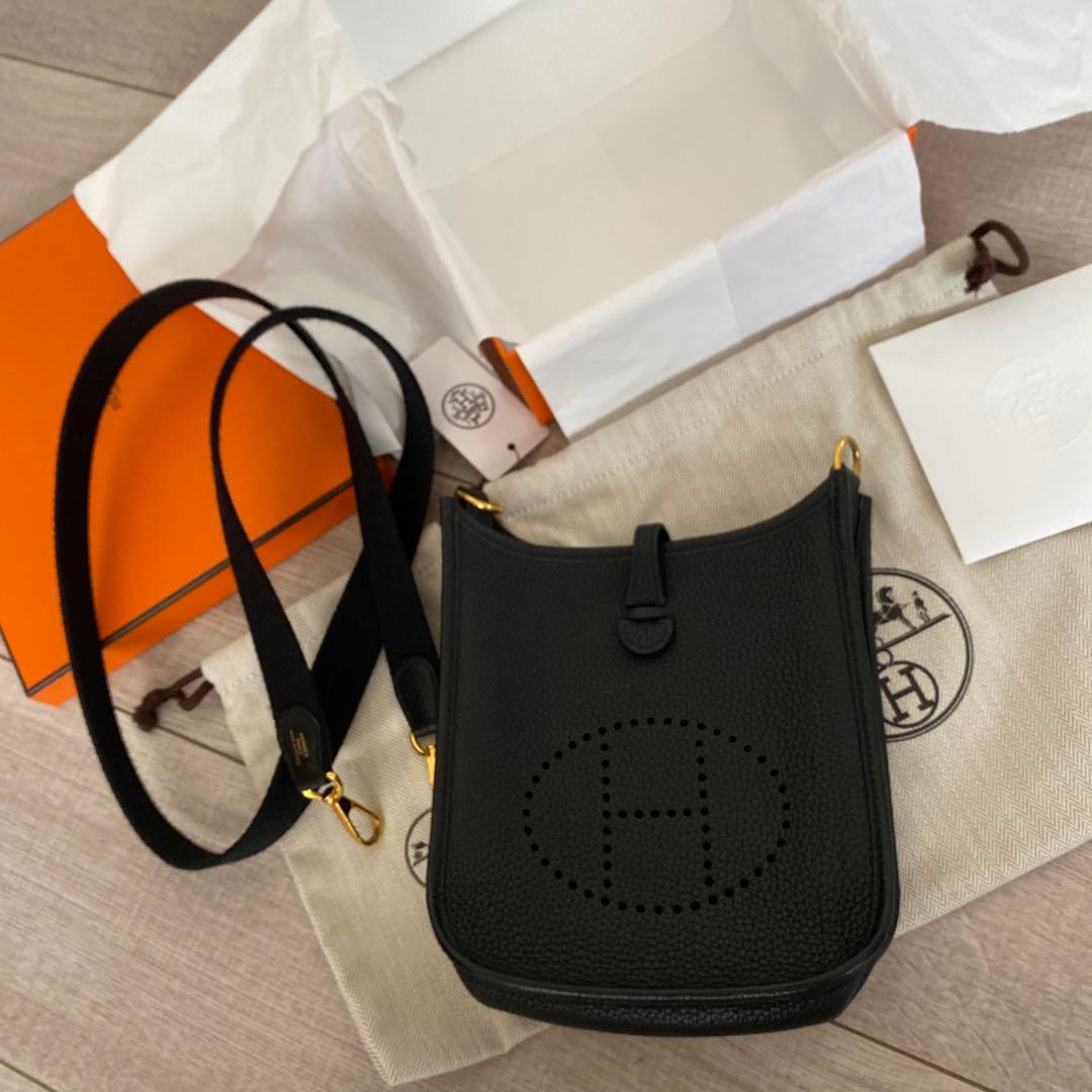 HERMES エルメス　ミニエブリン　ブラック×ゴールド　D刻印　美品