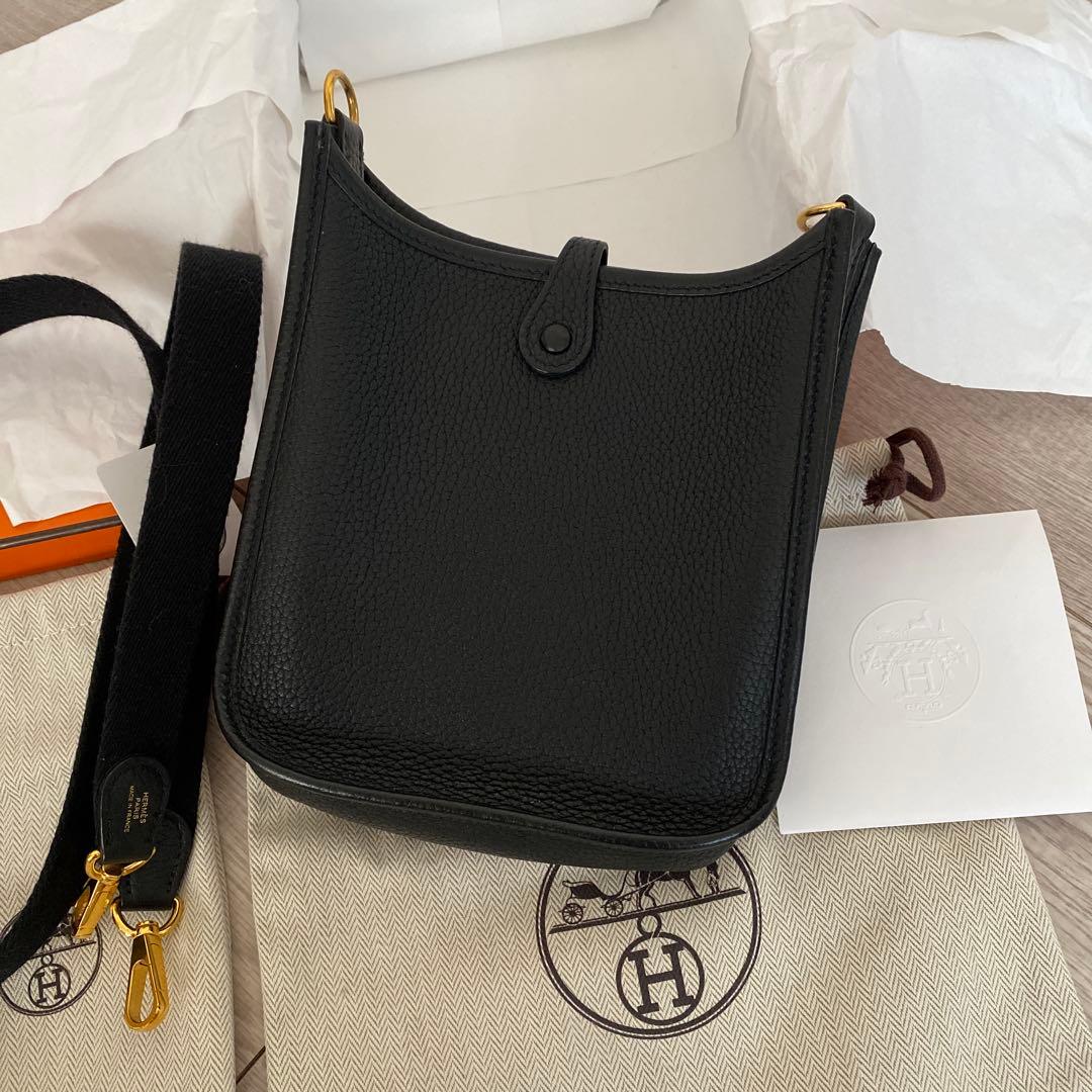 HERMES エルメス　ミニエブリン　ブラック×ゴールド　D刻印　美品