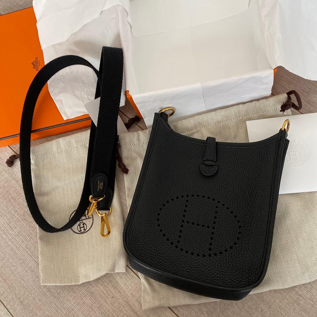 HERMES エルメス　ミニエブリン　ブラック×ゴールド　D刻印　美品