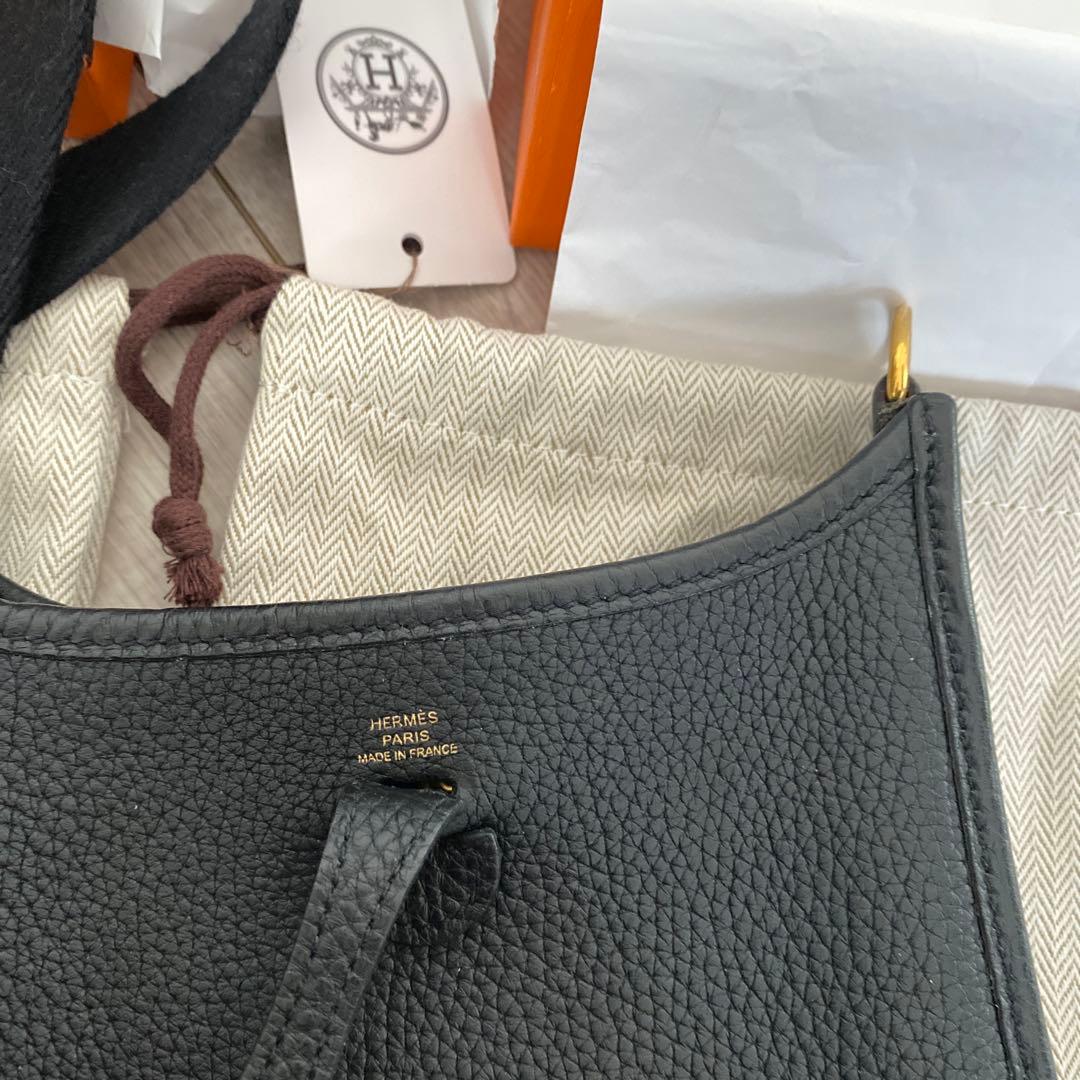 HERMES エルメス　ミニエブリン　ブラック×ゴールド　D刻印　美品