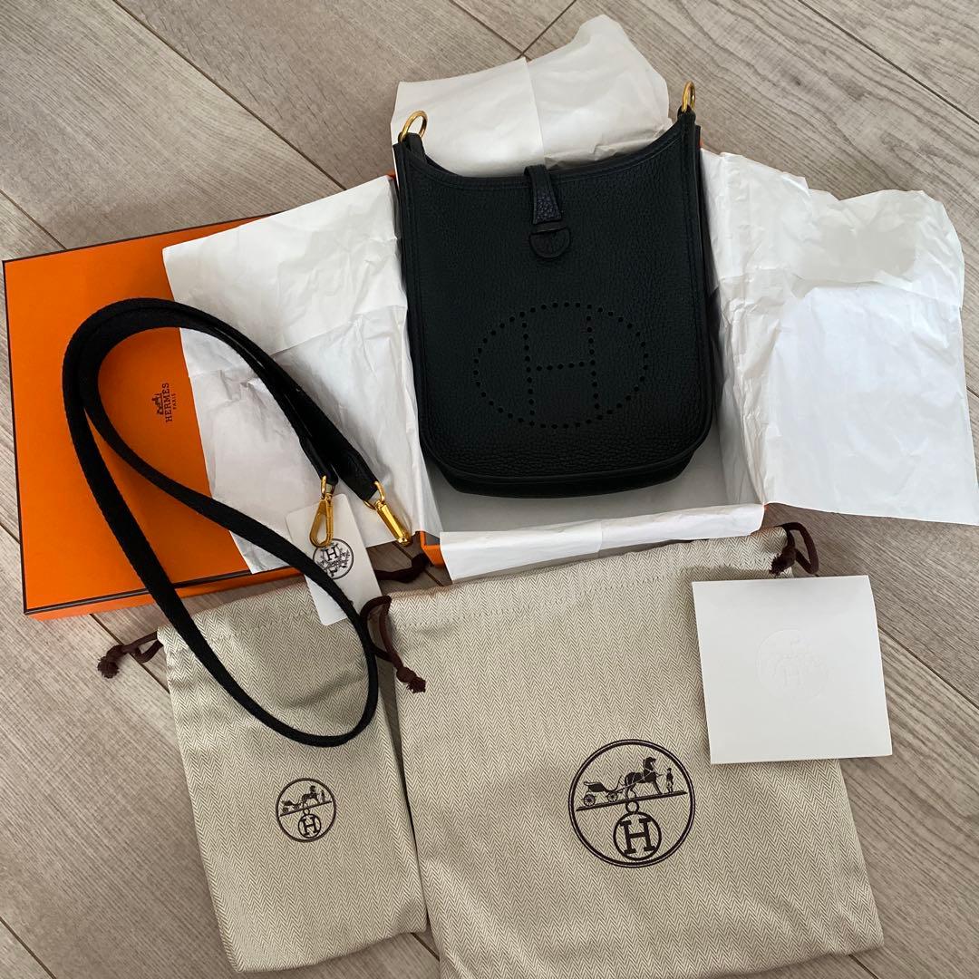 HERMES エルメス　ミニエブリン　ブラック×ゴールド　D刻印　美品