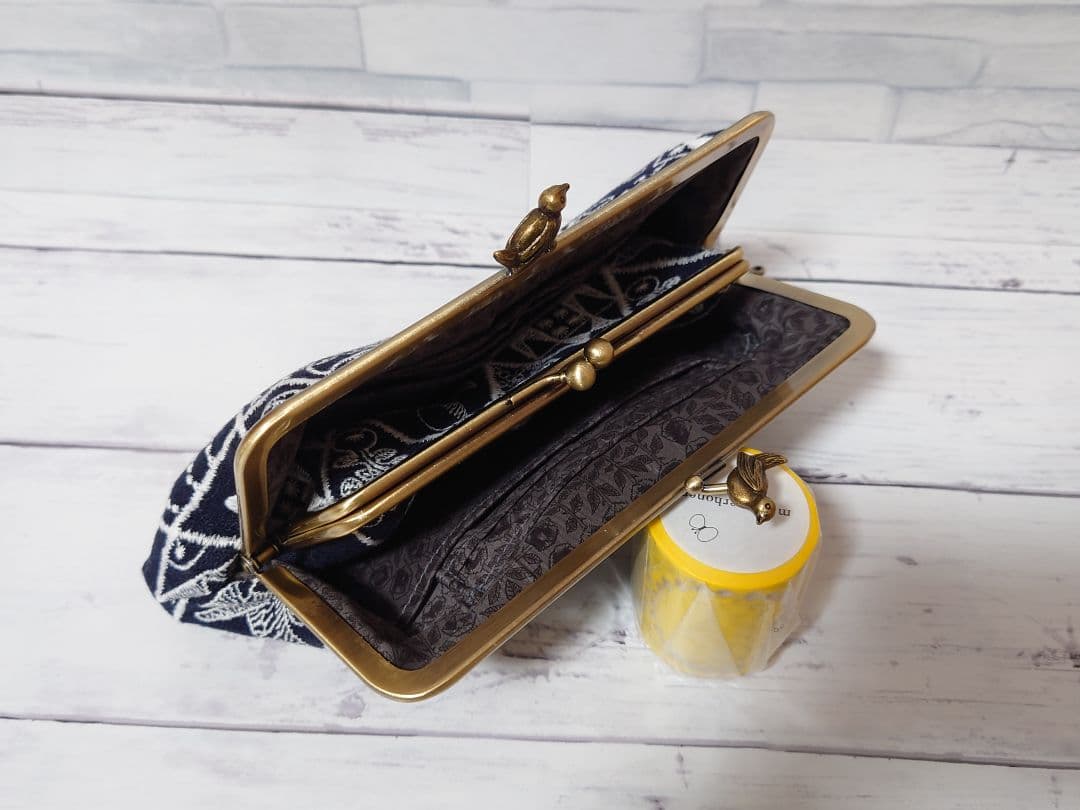 小鳥【navy】symphony 長財布 ミナペルホネン 親子がま口