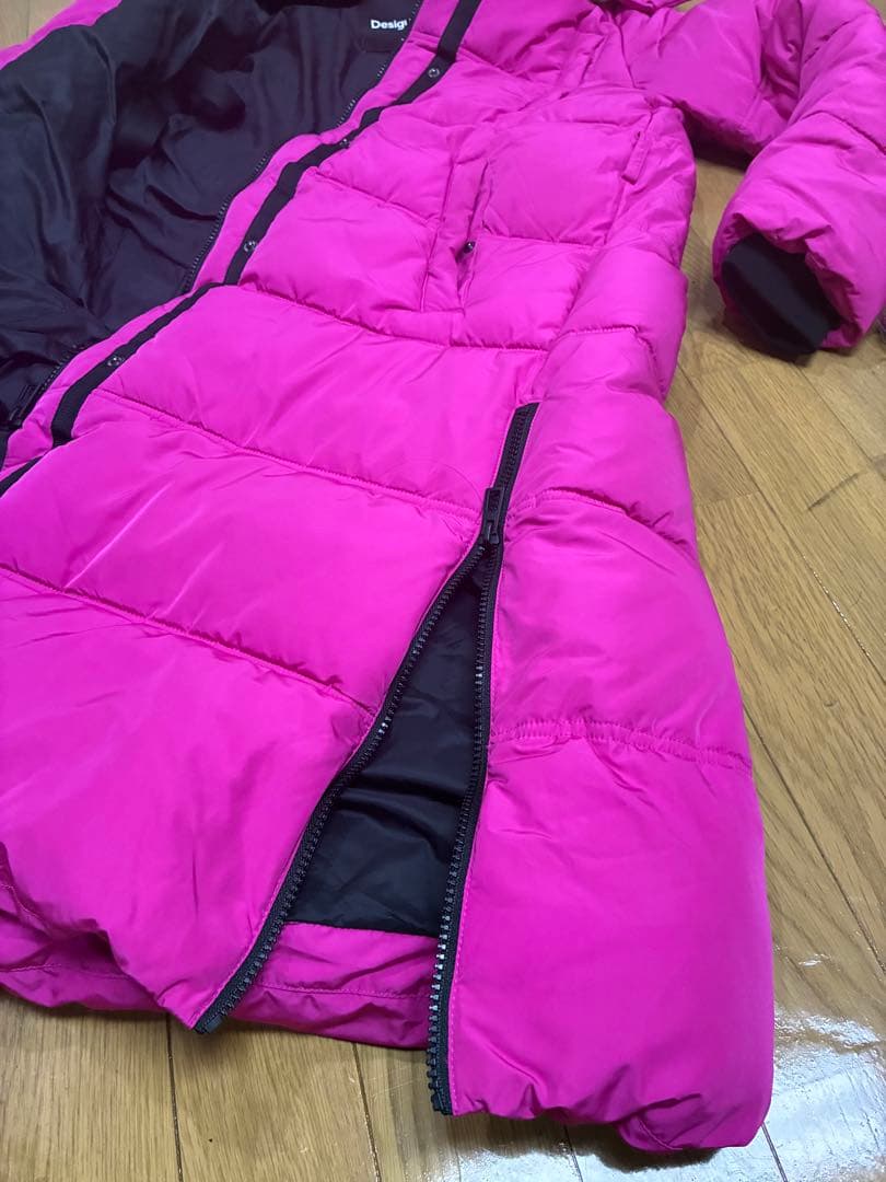 Desigualベルト付きパデットコート　取り外しフード S ピンク