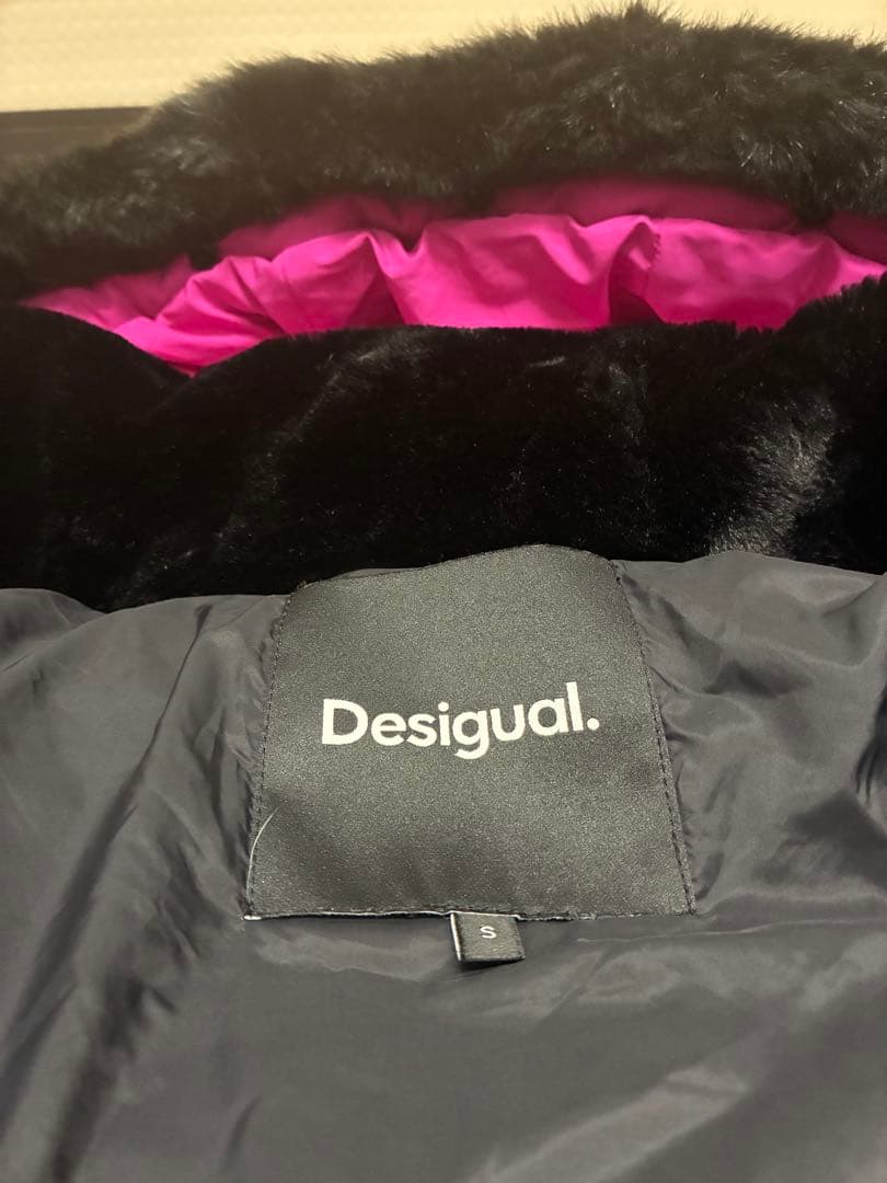 Desigualベルト付きパデットコート　取り外しフード S ピンク