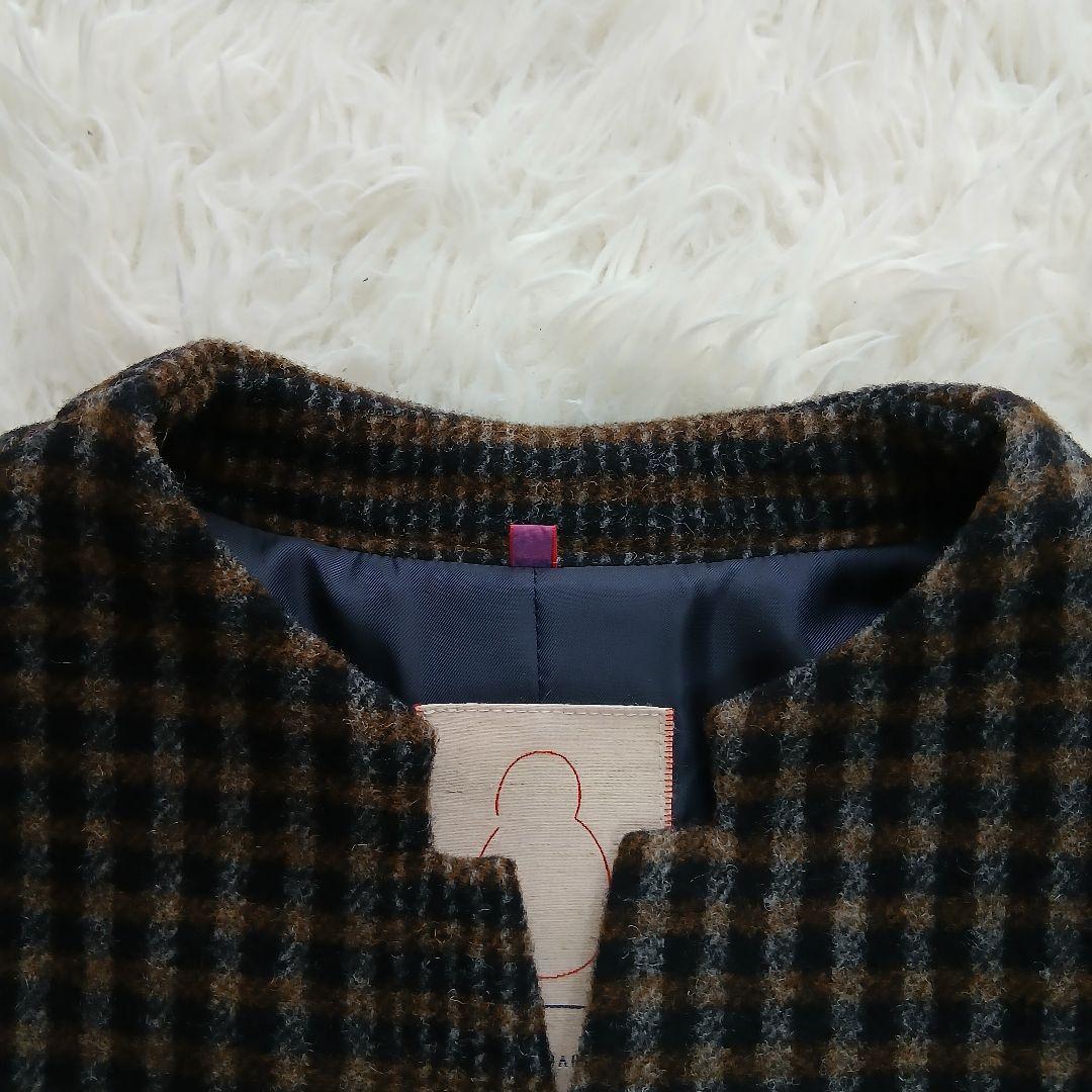 【Pal'las Palace】ウール　スタンドカラー　チェック　千鳥柄