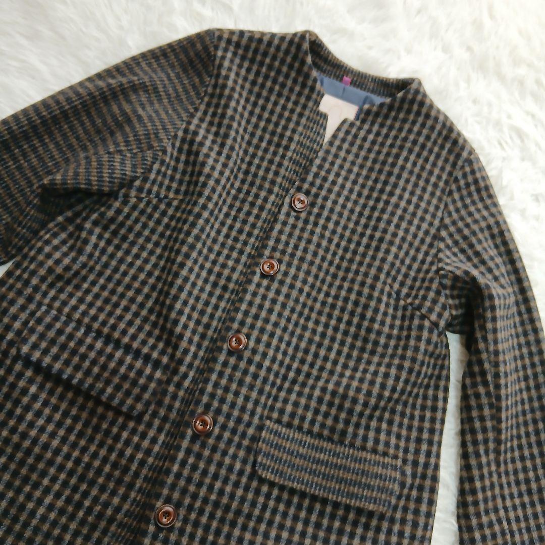 【Pal'las Palace】ウール　スタンドカラー　チェック　千鳥柄