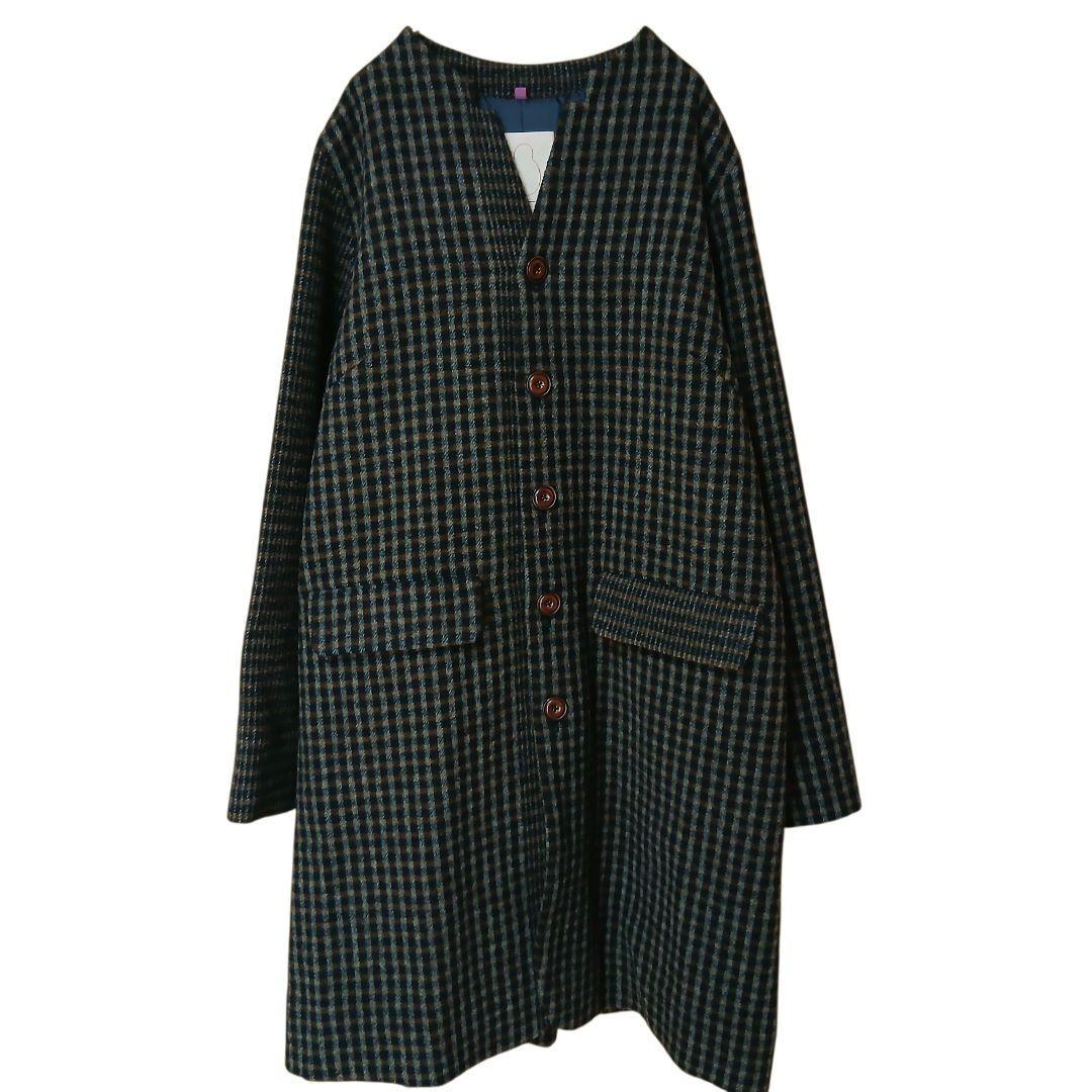 【Pal'las Palace】ウール　スタンドカラー　チェック　千鳥柄