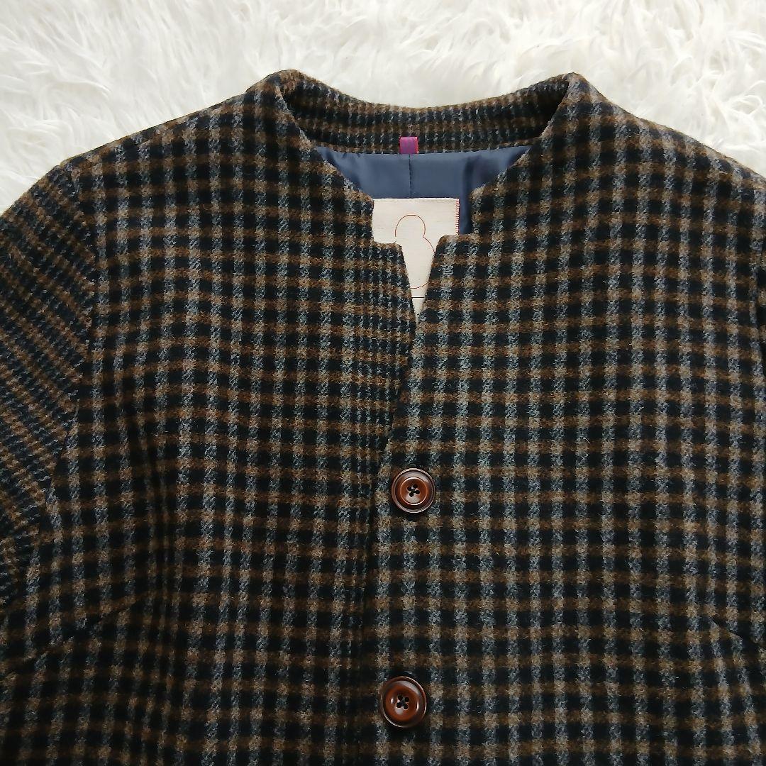 【Pal'las Palace】ウール　スタンドカラー　チェック　千鳥柄