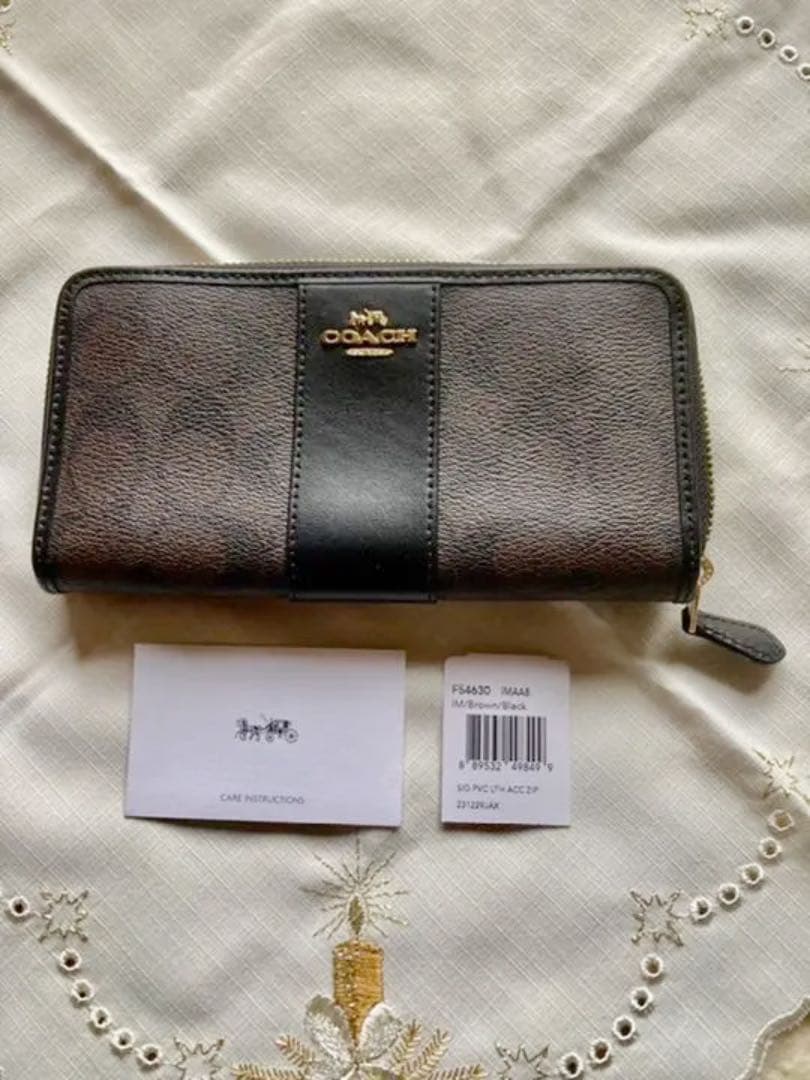 新品未使用COACH コーチ 長財布ブラウンブラックシグネチャー