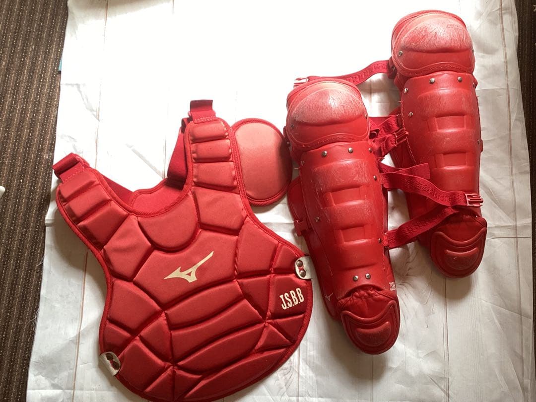 ミズノ キャッチャー防具 JSBB 赤　少年野球