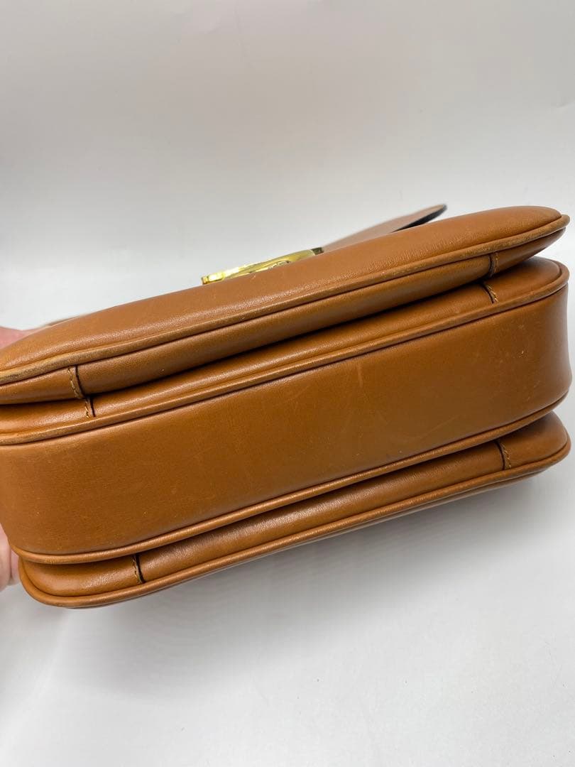 希少　オールドセリーヌ　ブラウン　キャメル　レザー　斜めがけ　ゴールド金具