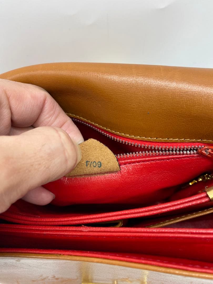 希少　オールドセリーヌ　ブラウン　キャメル　レザー　斜めがけ　ゴールド金具