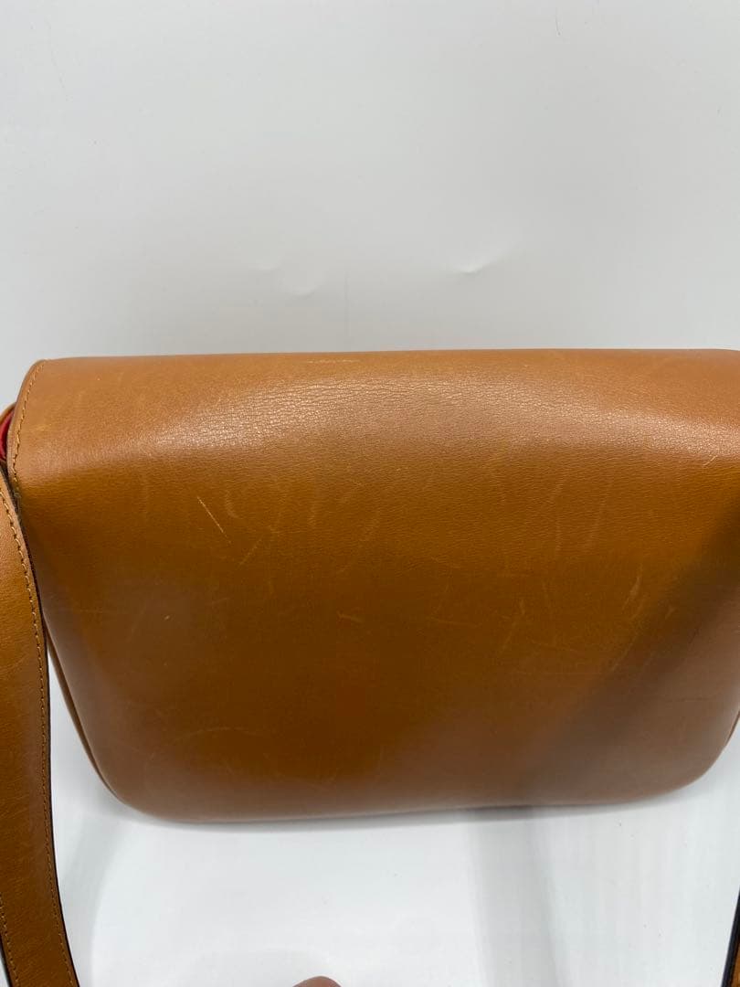 希少　オールドセリーヌ　ブラウン　キャメル　レザー　斜めがけ　ゴールド金具