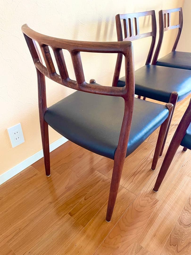 ダイニングチェア4脚デンマークニールス・モラー チーク材 椅子　大塚家具リペア③