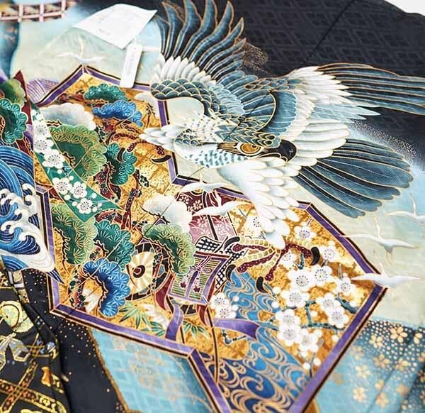 七五三 五歳 男児 羽織袴フルセット 黒地 金襴袴 お仕立て無料 袴変更可能