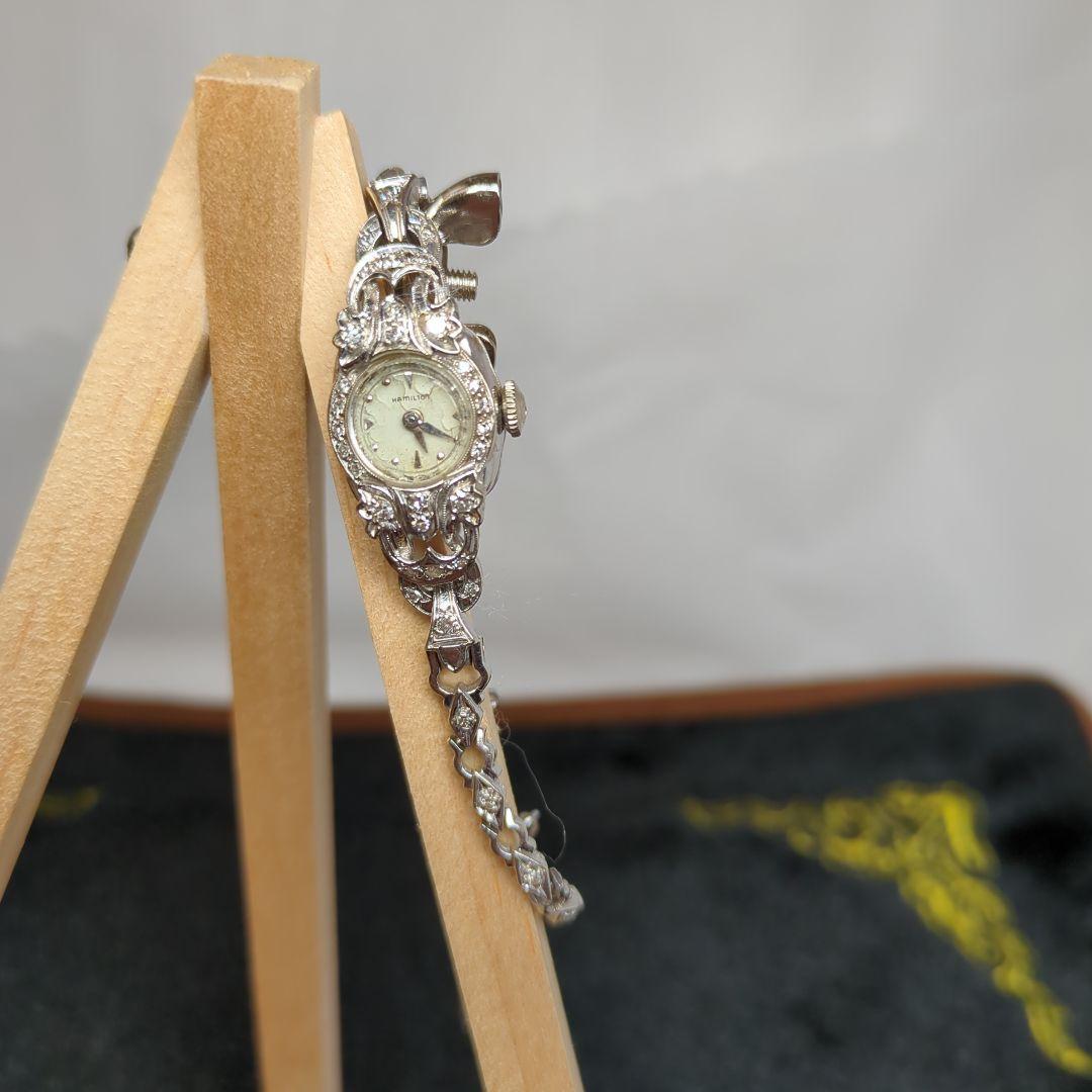 Hamilton　ダイヤモンドベゼル　14K　腕時計　非稼働　アンティーク