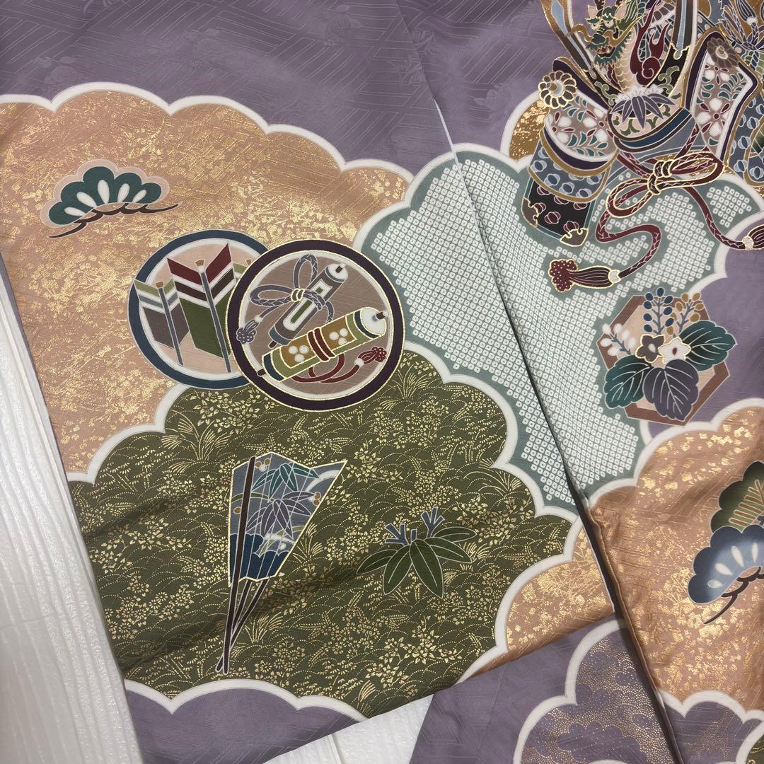 【新品】正絹 京友禅 多色染 伝統色 葡萄色 本金彩 お宮参り 産着 襦袢付