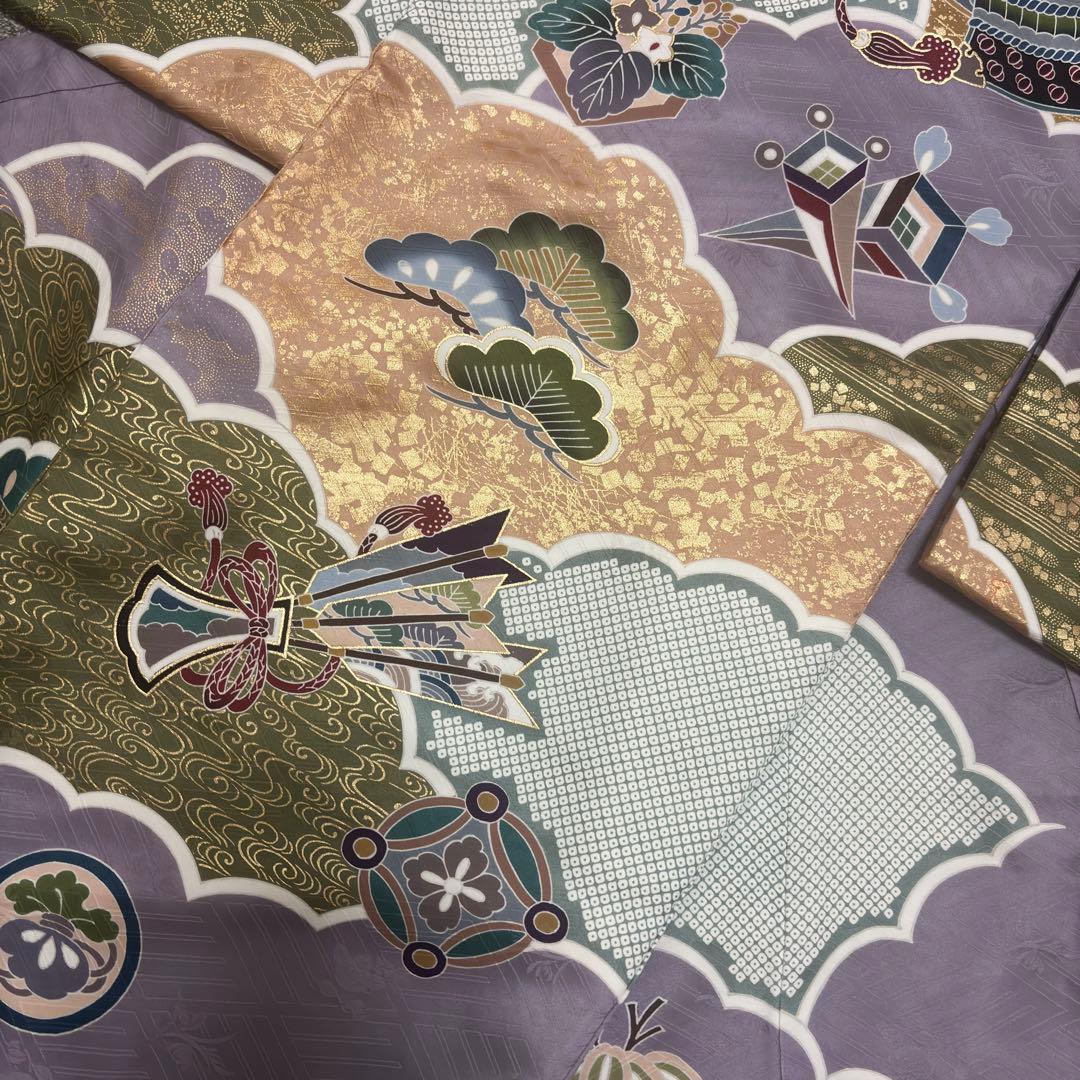 【新品】正絹 京友禅 多色染 伝統色 葡萄色 本金彩 お宮参り 産着 襦袢付