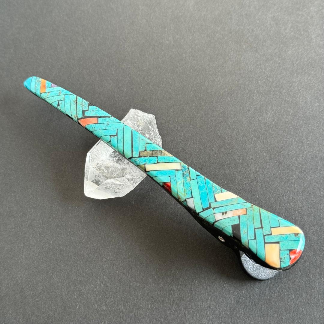 5*2様 ターコイズ　モザイク　ヘアークリップ　サントドミンゴ族　インディアンジ