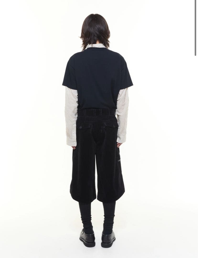 SHOOP プリーツコーデュロイバギーショーツ - ブラック