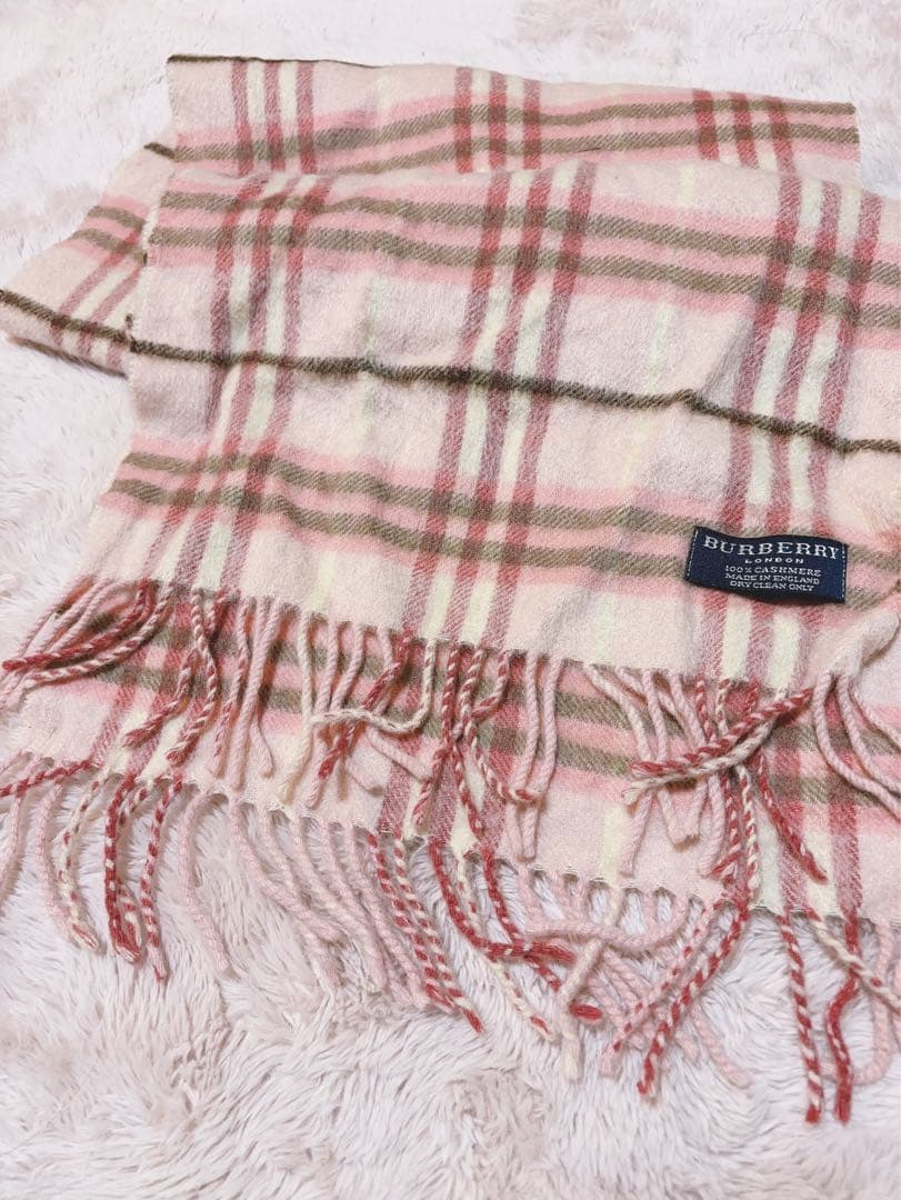 BURBERRY London カシミヤ ピンク マフラー チェック