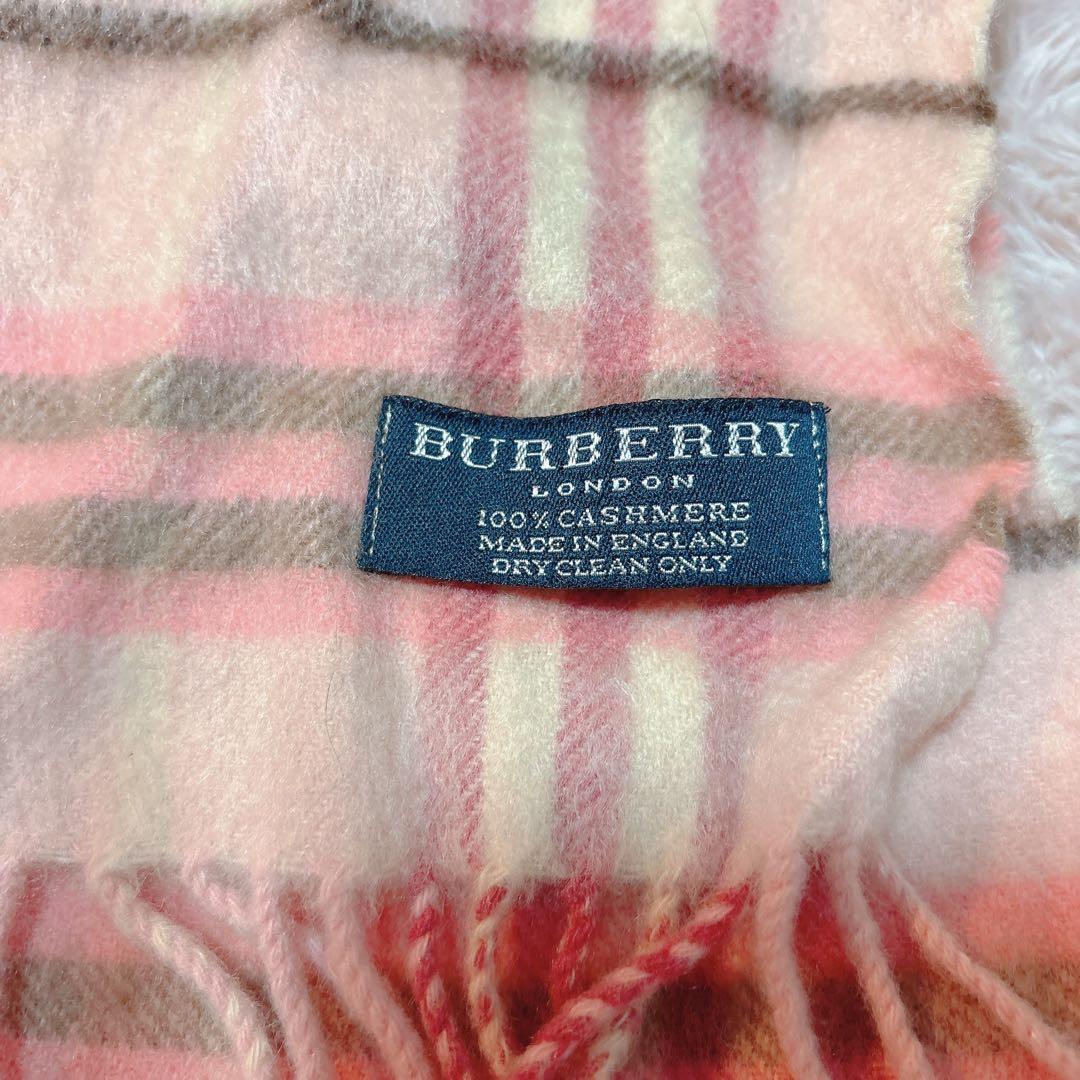 BURBERRY London カシミヤ ピンク マフラー チェック