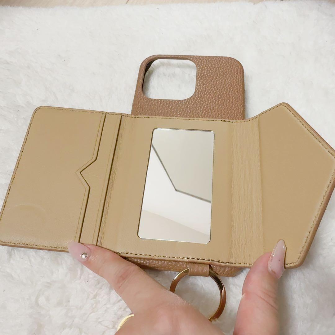 美品 しーちゃん iphone16promax ミラー付きカードケース